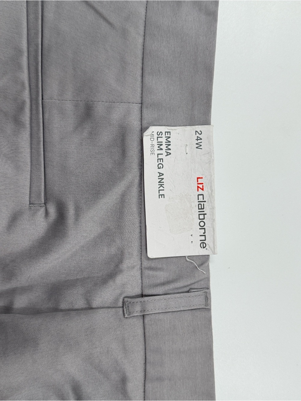 NWT Liz Claiborne Classic Light Gray Straight-Leg Dress Pants Size 24W - Picture 6 of 8